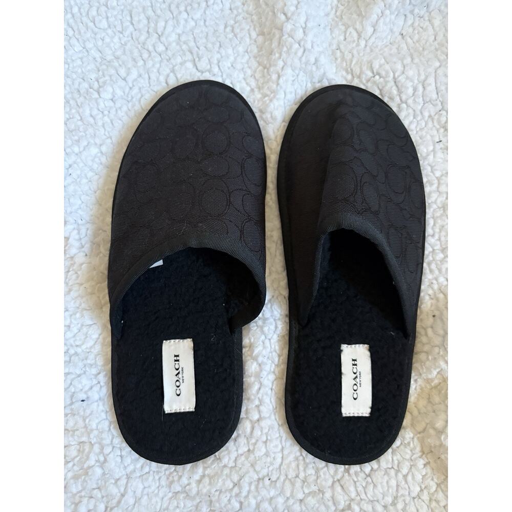 Coach Men’s 9D black jacquard signature print slippers NEW - Picture 5 of 6